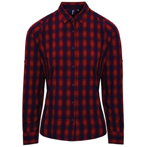 Chemise Manches Longues - Femme - Pr350 - Rouge Et Marine