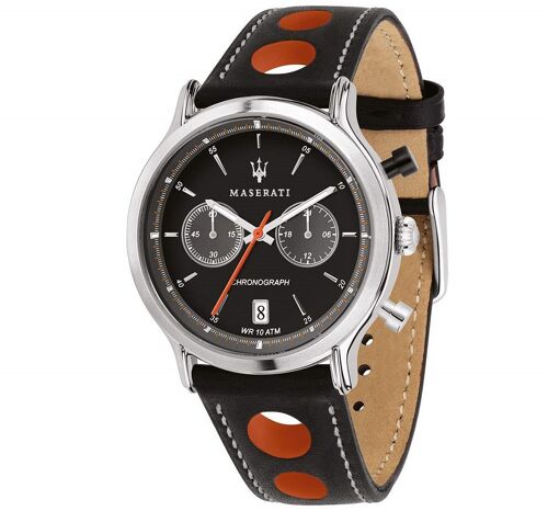 Montre Maserati En Cuir Noir
