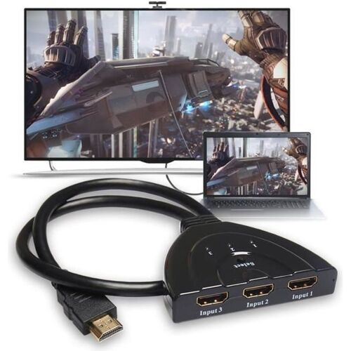 Vococal® 3 en 1 sortie adaptateur HDMI Auto Switch Extender Switcher Splitter Hub avec câble HDTV noir