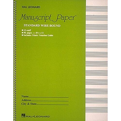 Standard Wirebound Manuscript Paper (Green Cover) - Recueil Hl00210005 9780881884999