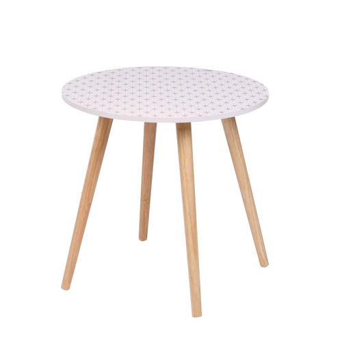 Table D'appoint Scandinave Fjord - Diam. 48 Cm - Blanc