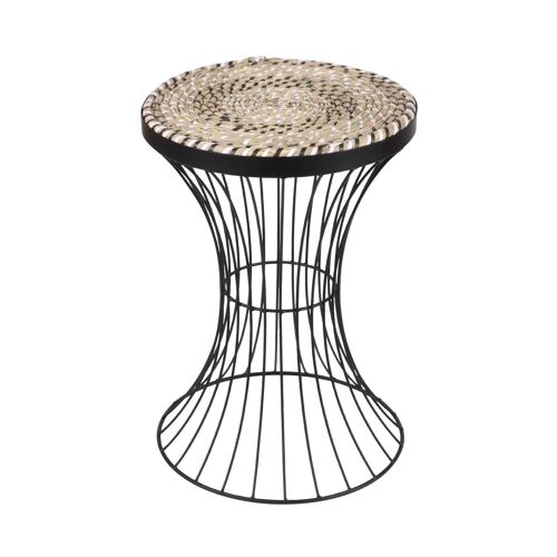 Table d'appoint en métal Bohême - Diam. 35 x H. 50 cm - Noir