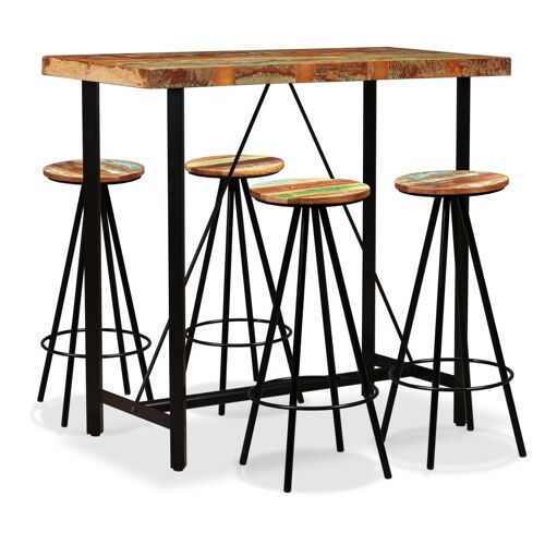 Vidaxl Ensemble De Bar 5 Pcs Bois De Récupération Massif