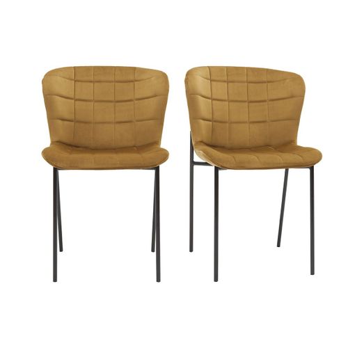 Chaises Design En Tissu Velours Bronze Et Métal Noir (Lot De 2) Saiga