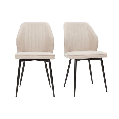 Chaises Design En Tissu Effet Velours Beige Et Métal Noir (Lot De 2) Fanette