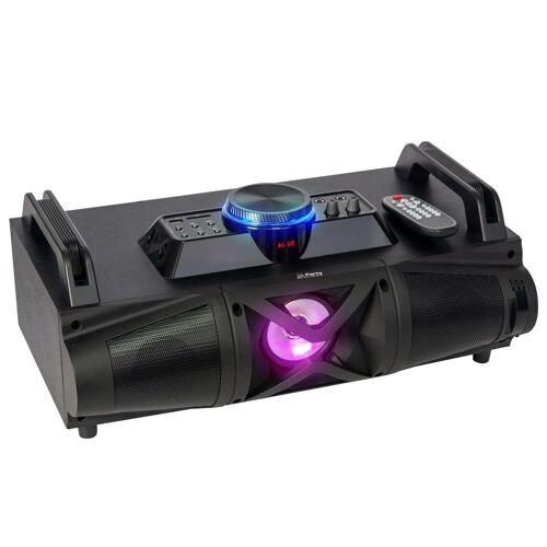 Enceinte sono PARTY-FALCON avec Bluetooth USB SD Tuner FM, 2 entrées micro, avec animation lumineuse à LED