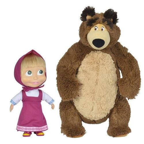 Masha Et Michka Poupee Masha 23 Cm + Peluche Michka 43cm