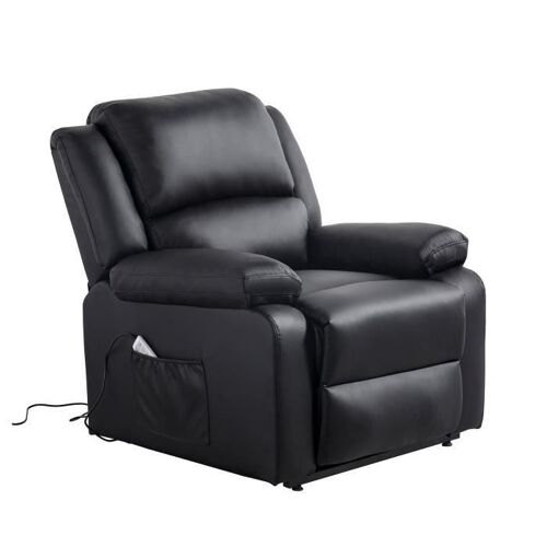 Fauteuil Releveur De Relaxation Relax - Simili Noir - Massant Chauffant - Moteur Electrique Et Lift Releveur Aucune