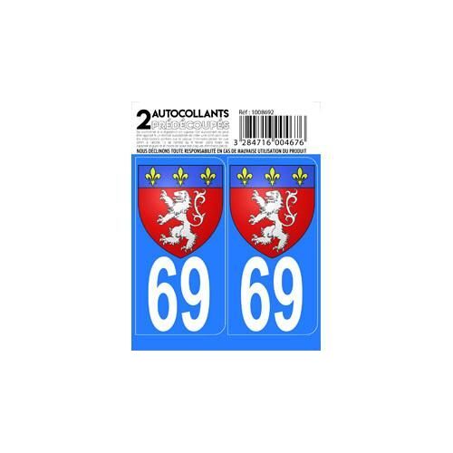 Autocollant Departement 69 - Blason Lyonnais -X2-