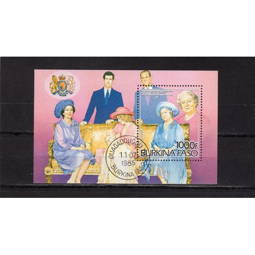 Bloc-Feuillet Du Burkina (85ème Anniversaire De La Reine-Mère Elizabeth DAngleterre)