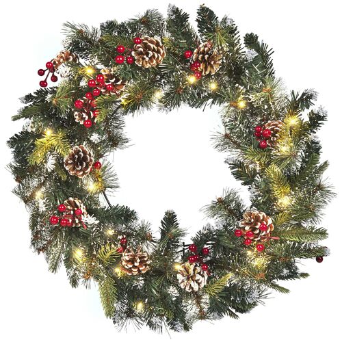 Couronne de Noël LED ? 60 cm vert PAIMIO