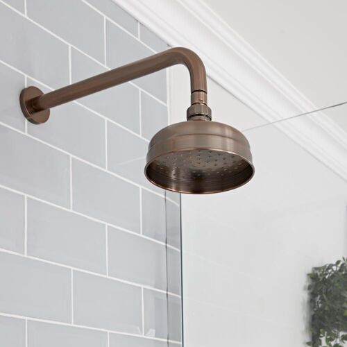 Pommeau de douche phi 15 cm avec bras mural ? Bronze huilé - Elizabeth