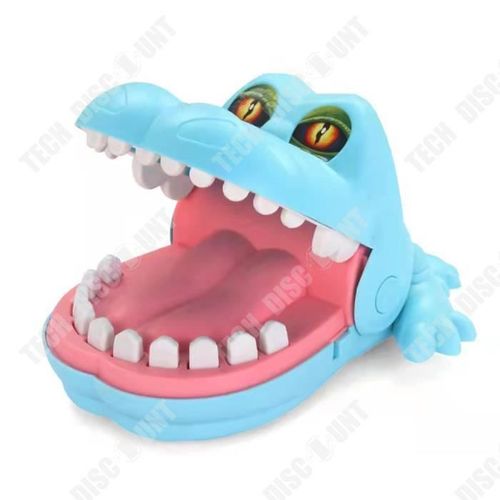 Td® Bite Finger Gros Crocodile Avec Musique Mordre Les Gens Appuyez Sur Les Dents Jouet Pour Enfants Silicone Crocodile Bleu