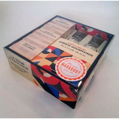 La Tour Diabolique - Coffret Avec 60 Planchettes En Bois, 4 Verres À Shots, 1 Livre De 20 Recettes D'apéros Gourmands