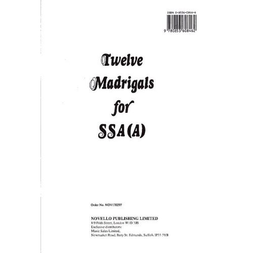 Twelve Madrigals - Recueil Ssa Musnov170297 9780853608462