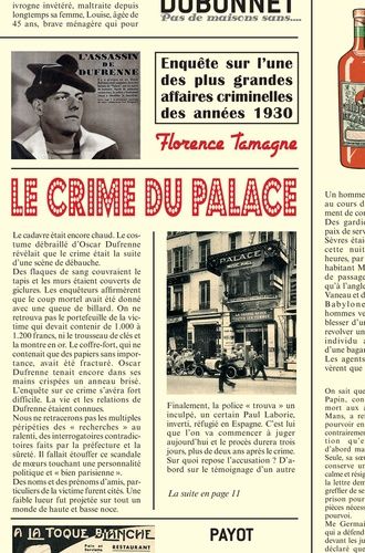 Le Crime Du Palace - Enquête Sur L'une Des Plus Grandes Affaires Criminelles Des Années 1930