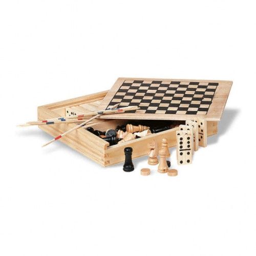 Coffret Multi-Jeux De Société Bois 4 En 1