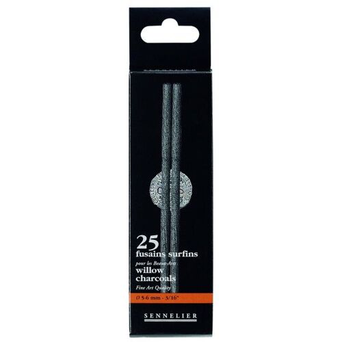 Fusains - Noir - 5 À 6 Mm - 25 Bâtons - Sennelier