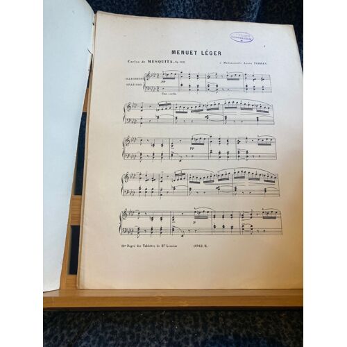 C. De Mesquita Menuet Léger Pour Piano Opus 123 Partition Éditions Lemoine