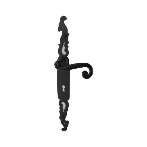 Poignées de porte fer forgé COQ noir 330X36 mm Trou de clé L