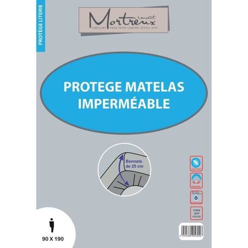 Protège Matelas - Mortreux - 90 X 190 Cm - Imperméable - Extensible - Bonnets 25 Cm