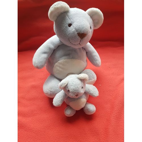 Peluche Ours Bleu Musical Nounours Et Son Bebe