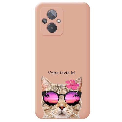 Coque rose Oppo Reno 8 LITE chat lunettes personnalisee