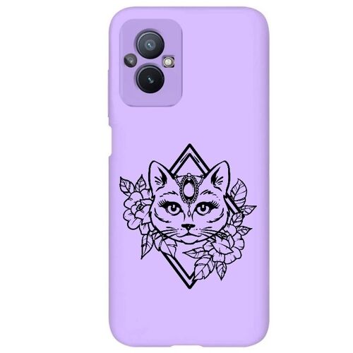 Coque Violet Oppo Reno 8 Lite Chat Fleur