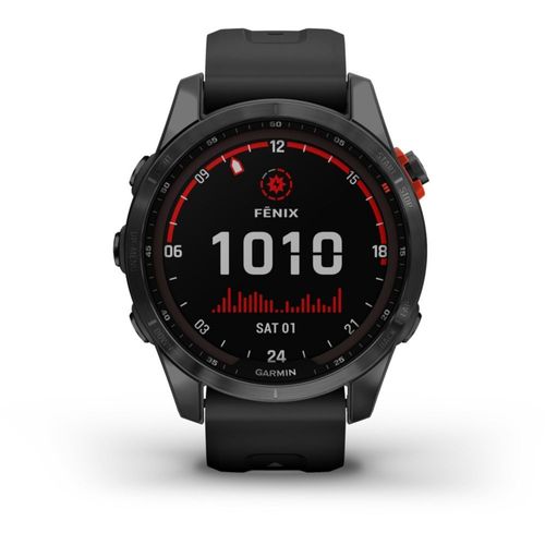 Garmin Fenix 7S Pro - 42 mm - gris ardoise - montre de sport avec bracelet - silicone - noir - taille du poignet : 108-182 mm - affichage 1.2" - 16 Go - Bluetooth, Wi-Fi, ANT+ - 63 g