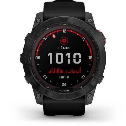 Garmin fenix 7X Solar - 51 mm - gris ardoise - montre de sport avec bracelet - silicone - noir - taille du poignet : 127-210 mm - affichage 1.4" - 16 Go - Bluetooth, Wi-Fi, ANT+ - 96 g