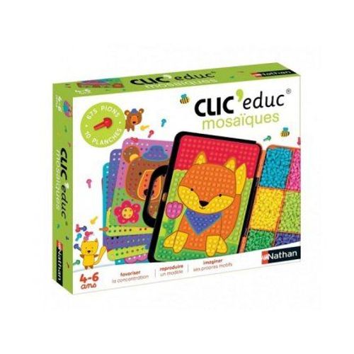 Coffret Mosaiques Animaux Et Vehicules 4-6 Ans - Mallette 10 Planches Activites, 675 Pions Clous Couleurs - Set Jeu Educatif Creatif Et Carte