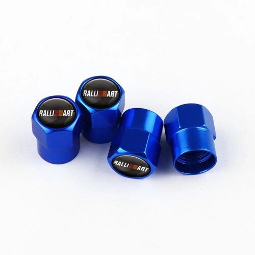 Ralliart Bleu - Insigne De Roue De Voiture En Métal, Tige De Assujet, Capuchons Hermétiques, Mitsubishi Ralliart, Outlander, Pajero, Lancer, Asx, Carisma L200, Galant, 4 Pièces