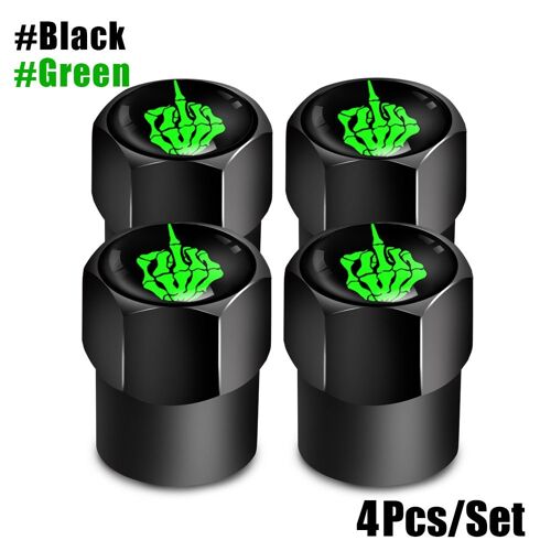 Tc- Noir 4 - Ensemble De 4 Bouchons De Valve Avec Logo Tête De Mort Rouge, Accessoires De Roues De Voiture, Couvercle De Tige, En Alliage D'aluminium
