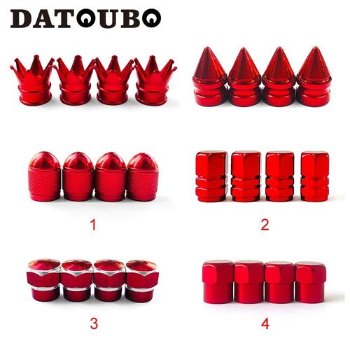Crown Spike 1234 - Datvissed Bo Red Document Valve Stem Cap Sets, Crown Rocket Spike Design, Air Dust Caps, Car Opathy Bouchon De Valve Pour Moto Et Camion, Rouge