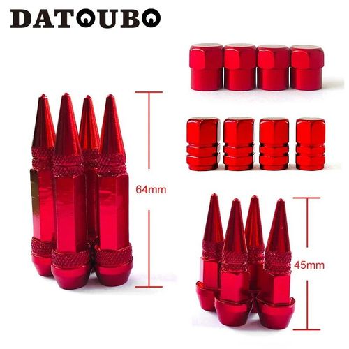4 Designs Mixtes - Datvissed Bo Red Document Valve Stem Cap Sets, Crown Rocket Spike Design, Air Dust Caps, Car Opathy Bouchon De Valve Pour Moto Et Camion, Rouge