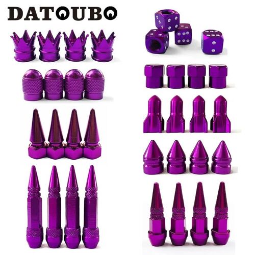Les 9 Conceptions - Datvissed-Ensemble De Capuchons De Tige De Assujetde Voiture Pour Document Violet, Conception De Pointe De Fusée À Couronne, Capuchons Anti-Poussière D'air, Capuchons De Assujetde Roue De Camion