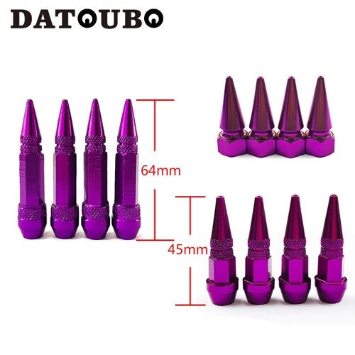3 Pics De Conception - Datvissed-Ensemble De Capuchons De Tige De Assujetde Voiture Pour Document Violet, Conception De Pointe De Fusée À Couronne, Capuchons Anti-Poussière D'air, Capuchons De Assujetde Roue De Camion