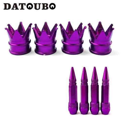 Crown 64 Mm Spike - Datvissed-Ensemble De Capuchons De Tige De Assujetde Voiture Pour Document Violet, Conception De Pointe De Fusée À Couronne, Capuchons Anti-Poussière D'air, Capuchons De Assujetde Roue De Camion