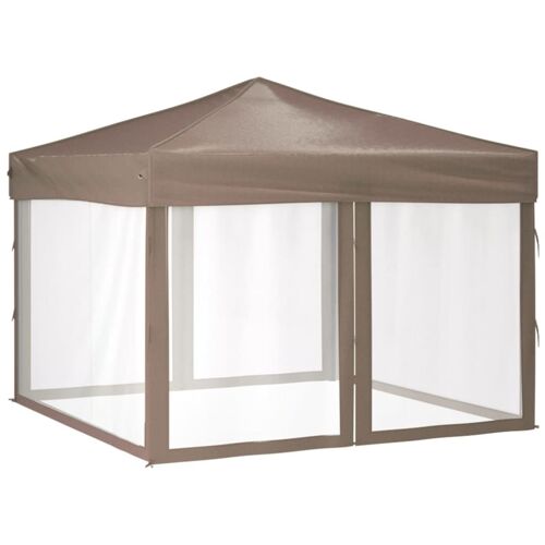 Vidaxl Tente De Réception Pliable Avec Parois Taupe 3x3 M