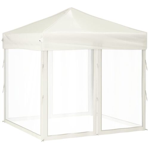 Vidaxl Tente De Réception Pliable Avec Parois Crème 2x2 M