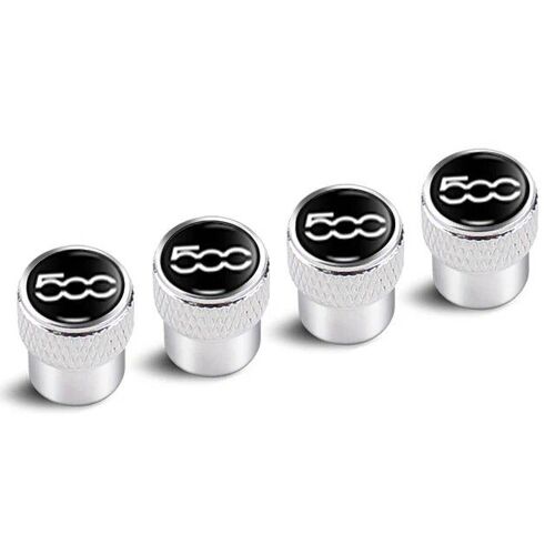 Silver-For 500 - Capuchons De Tige De Assujetde Voiture En Alliage Métallique Pour Fiat 500, Emblème De Roue, Couvercle Anti-Vol, Accessoires De Style De Voiture, 4 Pièces/Ensemble