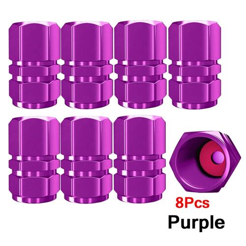 Violet-8pcs - Capuchons De Valve De Pneu De Voiture En Alliage D'aluminium, Couvre-Pneu De Jante, Capuchon Anti-Poussière Pour Voitures, Motos, Camions, Vélos