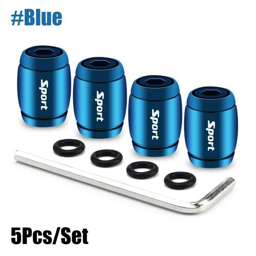 Bleu - Capuchons De Valve De Pneu De Voiture De Sport Antivol En Alliage De Zinc, Bouchons De Pneus De Roues, Tige De Pneu, Capuchon D'air Pour Voitures, Camions, Moto, Vélo, 1 Ensemble