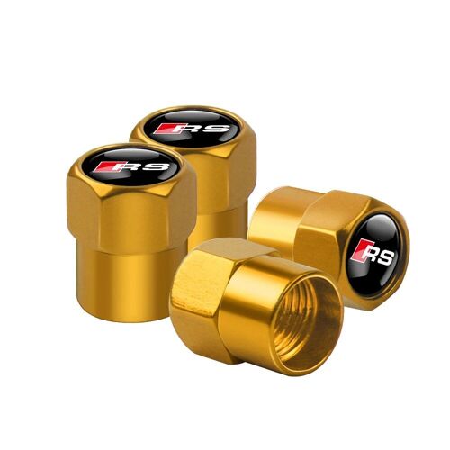 Gold Rs - Capuchons De Assujetd'air En Aluminium Pour Roue De Voiture, Cache-Poussière Avec Document, Logo De Marque, Audi Rs S Sline A4 A3 Horizon Q3 Qufreshq7 Tt B8 8p, 4 Pièces