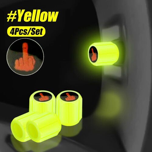 Jaune - Capuchons De Valve De Roue Lumineux, En Plastique Abs, Anti-Poussière, Accessoires, Couvercle De Tige De Pneu Pour Voiture, Moto, Vélo, 4 Pièces