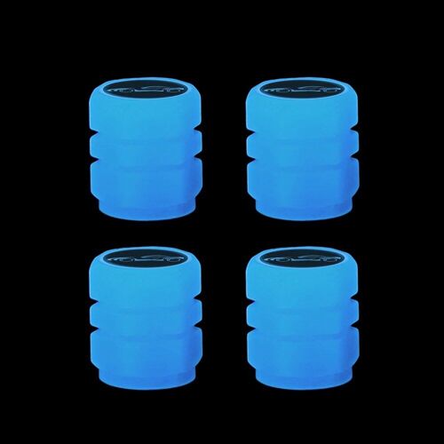 Blue 4pcs - Capuchon De Valve Lumineux Universel Avec Logo De Voiture, Moyeu De Roue De Voiture, Brillant, Anti-Poussière, Couvercle De Tige De Pneu, Bonnets Éclairés Abs