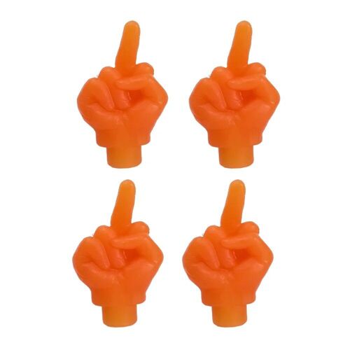 4 Orange - Capuchon De Assujetde Voiture, Doigt Du Milieu, Décoration De Personnalité, Buse De Roue, Anti-Poussière, Étanche, Bouchons De Tige De Assujet, Accessoires
