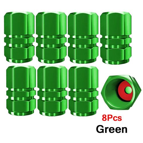 Vert-8pcs - Capuchons De Valve De Pneu De Voiture En Alliage D'aluminium, Couvre-Pneu De Jante, Capuchon Anti-Poussière Pour Voitures, Motos, Camions, Vélos