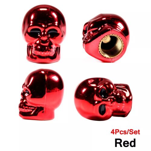 Rouge - Bouchons De Tige De Assujetde Pneu De Voiture Universels, Style Crâne, Noyau De Cuivre Antirouille, Moto, Vélo, Roue De Voiture, 4 Pièces Par Ensemble