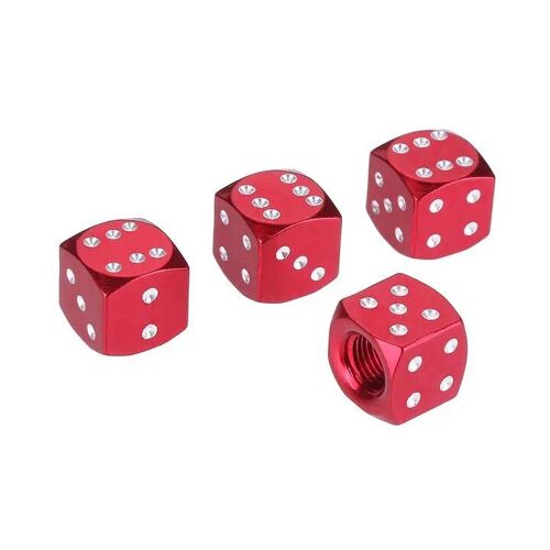 Rouge - Bouchons De Tige De Assujetantipoussière En Alliage D'aluminium, Style Dés, Pour Voiture, Vélo, 4 Pièces